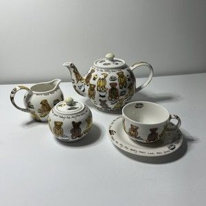Cardew “Kit-Tea” Cat Teapot, Sugar &Creamer, Cup and Saucer